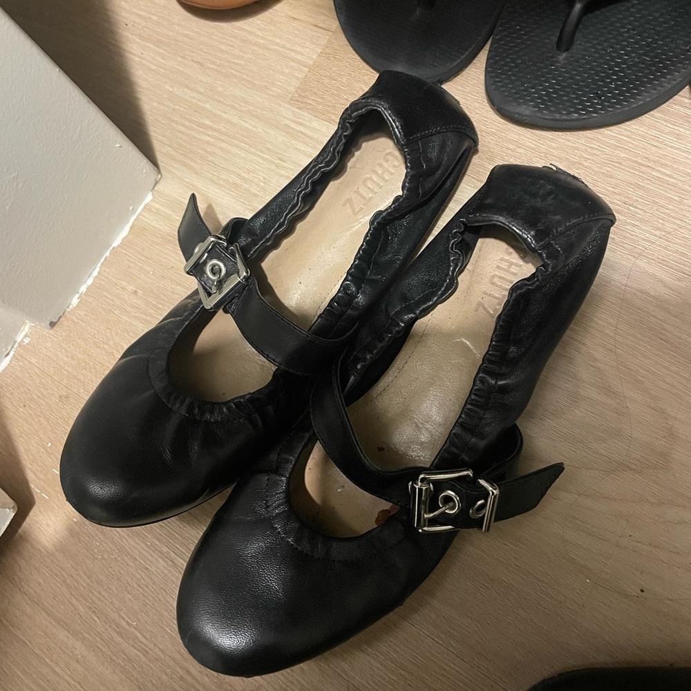 Shutz Black Leather Women's Shoes